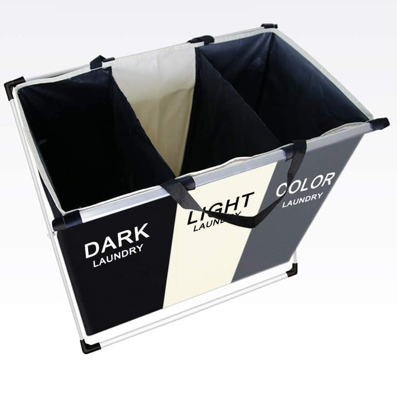 Foldable Large Capacity Color Separating Laundry Hamper with Aluminum Frame