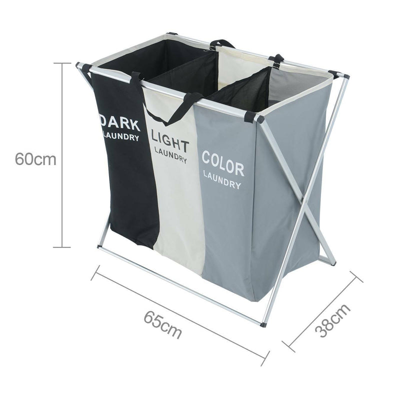 Foldable Large Capacity Color Separating Laundry Hamper with Aluminum Frame