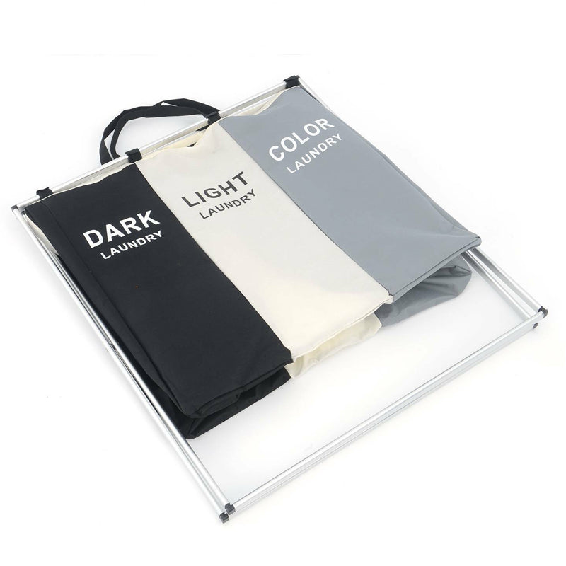 Foldable Large Capacity Color Separating Laundry Hamper with Aluminum Frame