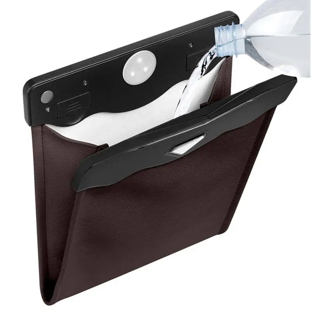 Smart LED Car Trash Can Waterproof PU Leather Car Garbage Bin Battery-Powered_6