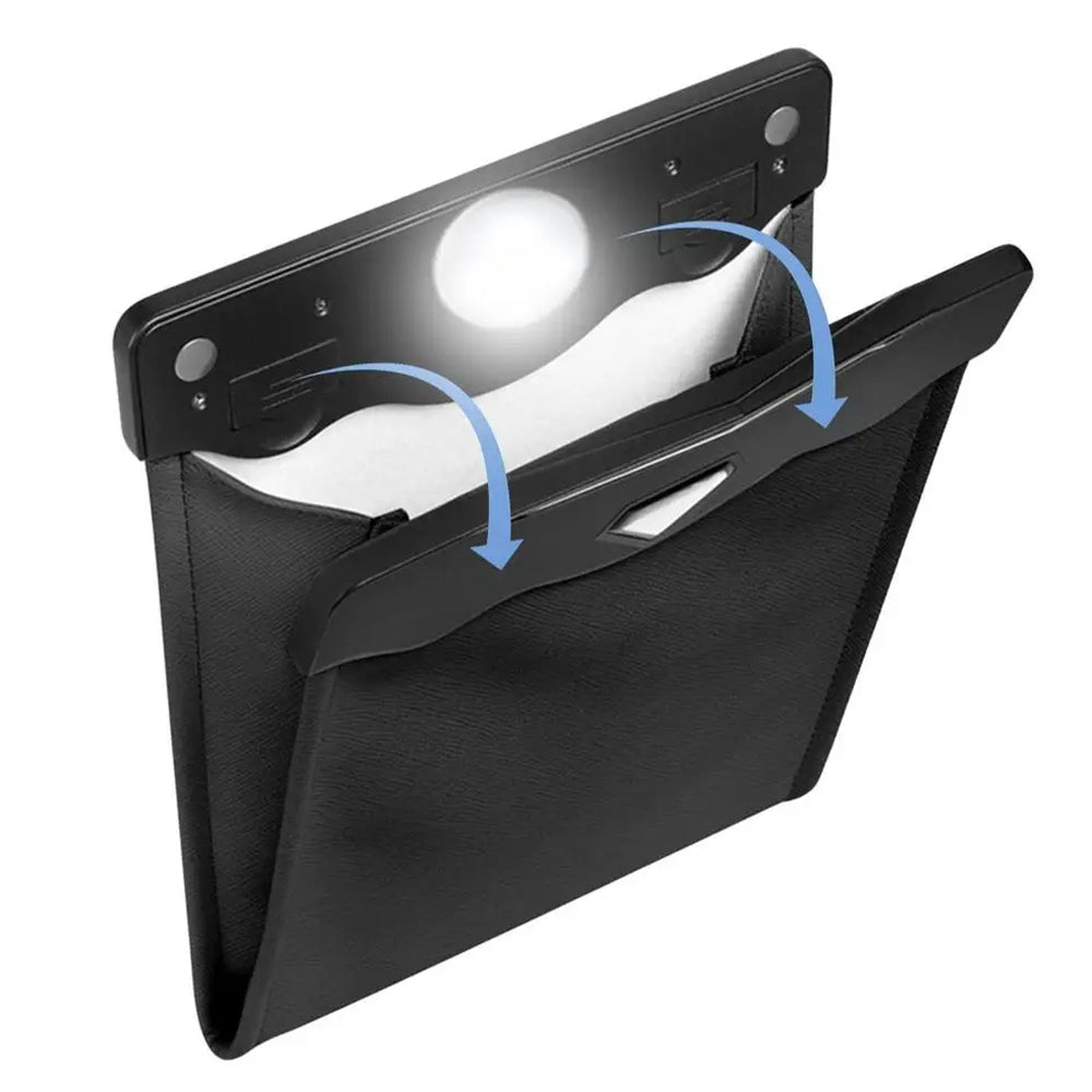 Smart LED Car Trash Can Waterproof PU Leather Car Garbage Bin Battery-Powered_8