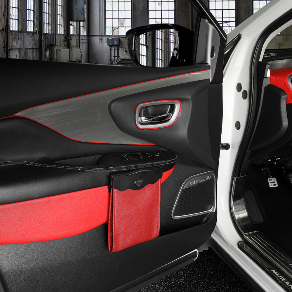 Smart LED Car Trash Can Waterproof PU Leather Car Garbage Bin Battery-Powered_15