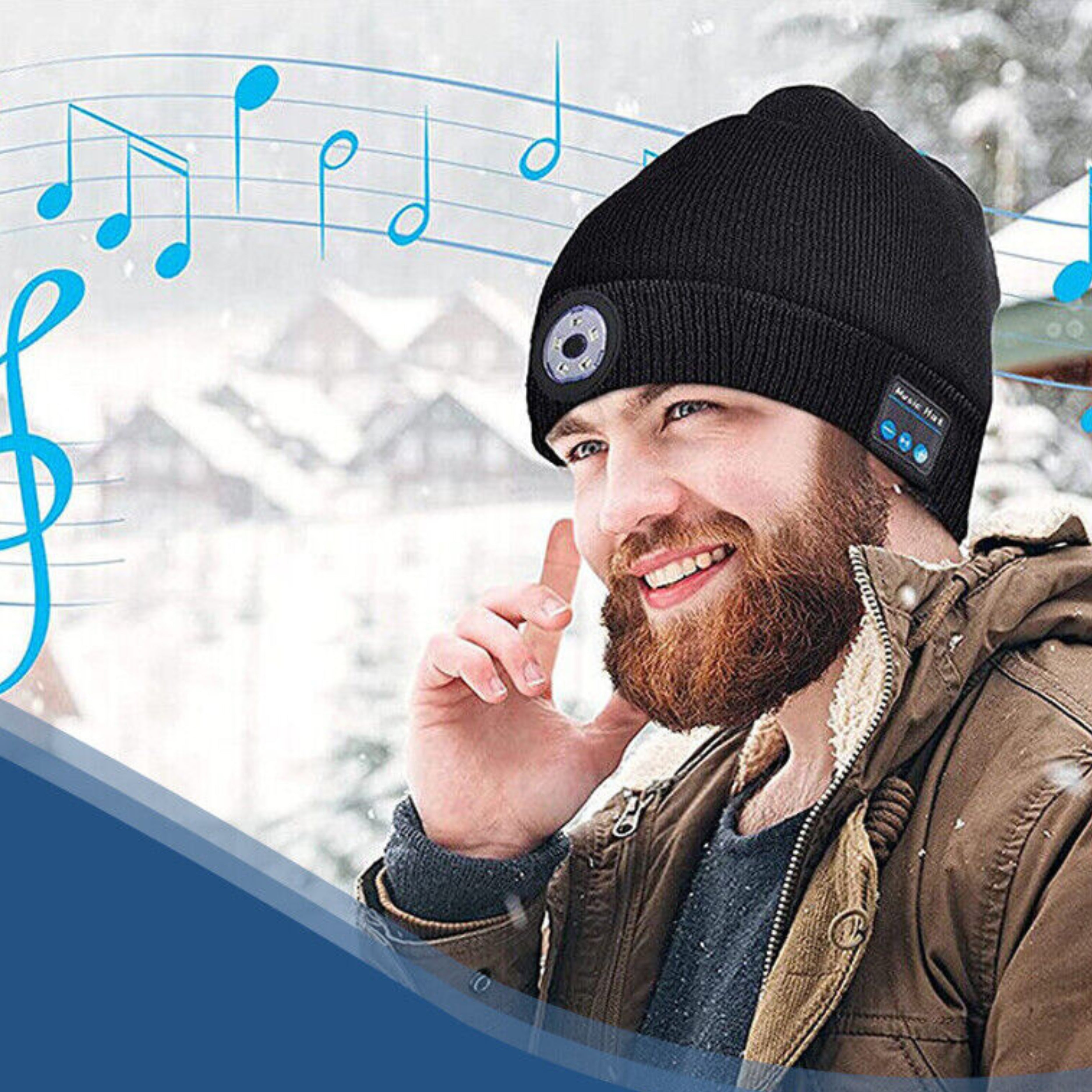 LED Beanie Hat Wireless Bluetooth 5.0 Smart Cap Headphone Headset With Lights_4