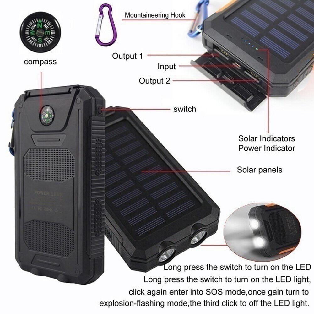 20000mAh Waterproof 2 USB LED Solar Power Bank_9