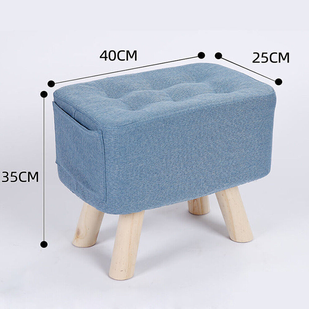 Linen Fabric Foot Rest Stool Ottoman Seat_10