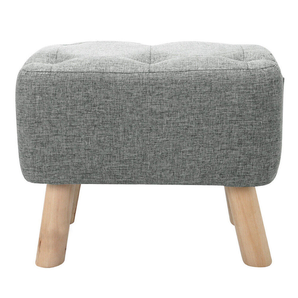 Linen Fabric Foot Rest Stool Ottoman Seat_12