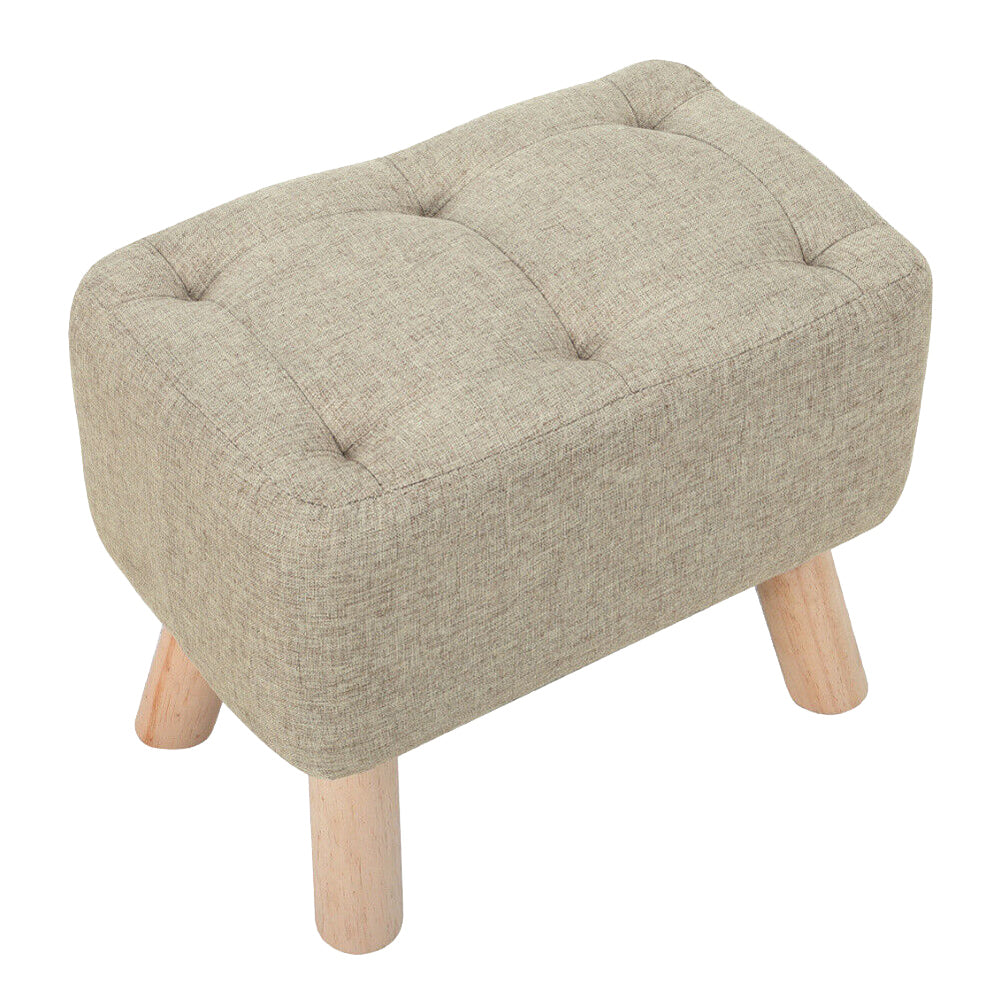 Linen Fabric Foot Rest Stool Ottoman Seat_2