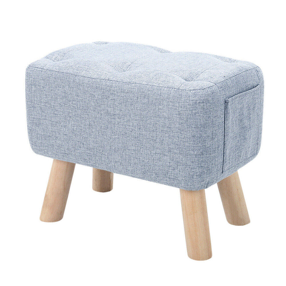 Linen Fabric Foot Rest Stool Ottoman Seat_3
