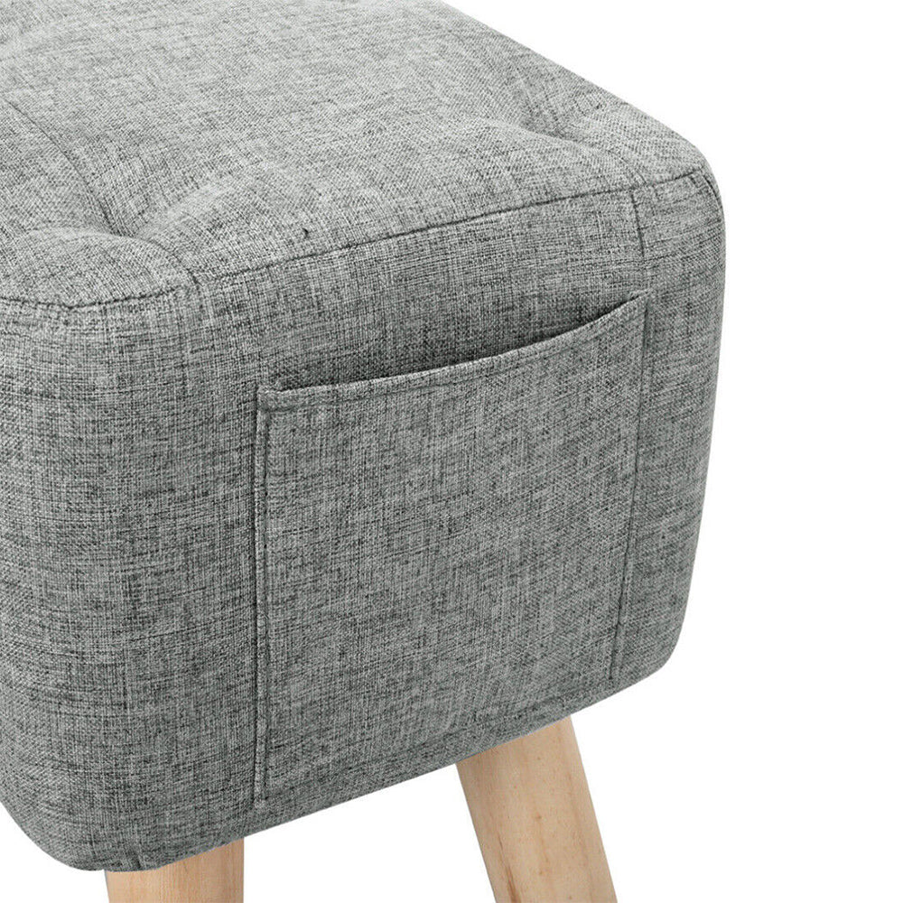 Linen Fabric Foot Rest Stool Ottoman Seat_4