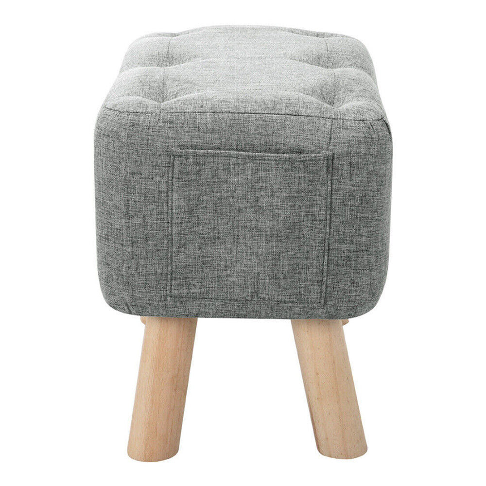 Linen Fabric Foot Rest Stool Ottoman Seat_5
