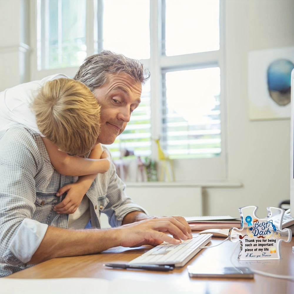 Best Dad Acrylic Puzzle Decoration Gifts for Dad Plaque Stand Home Decoration