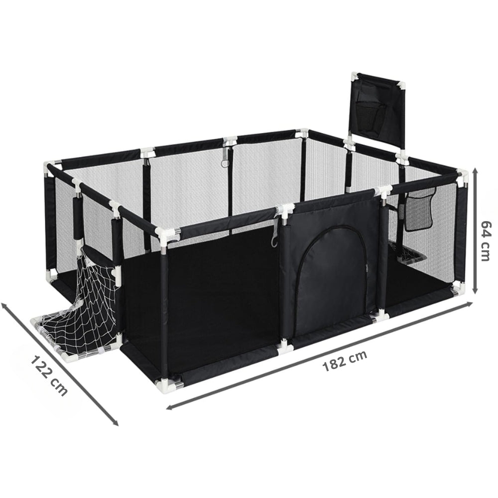 Large Baby Playpen with 100 Balls and Basketball Hoop for Kids Indoor/Outdoor