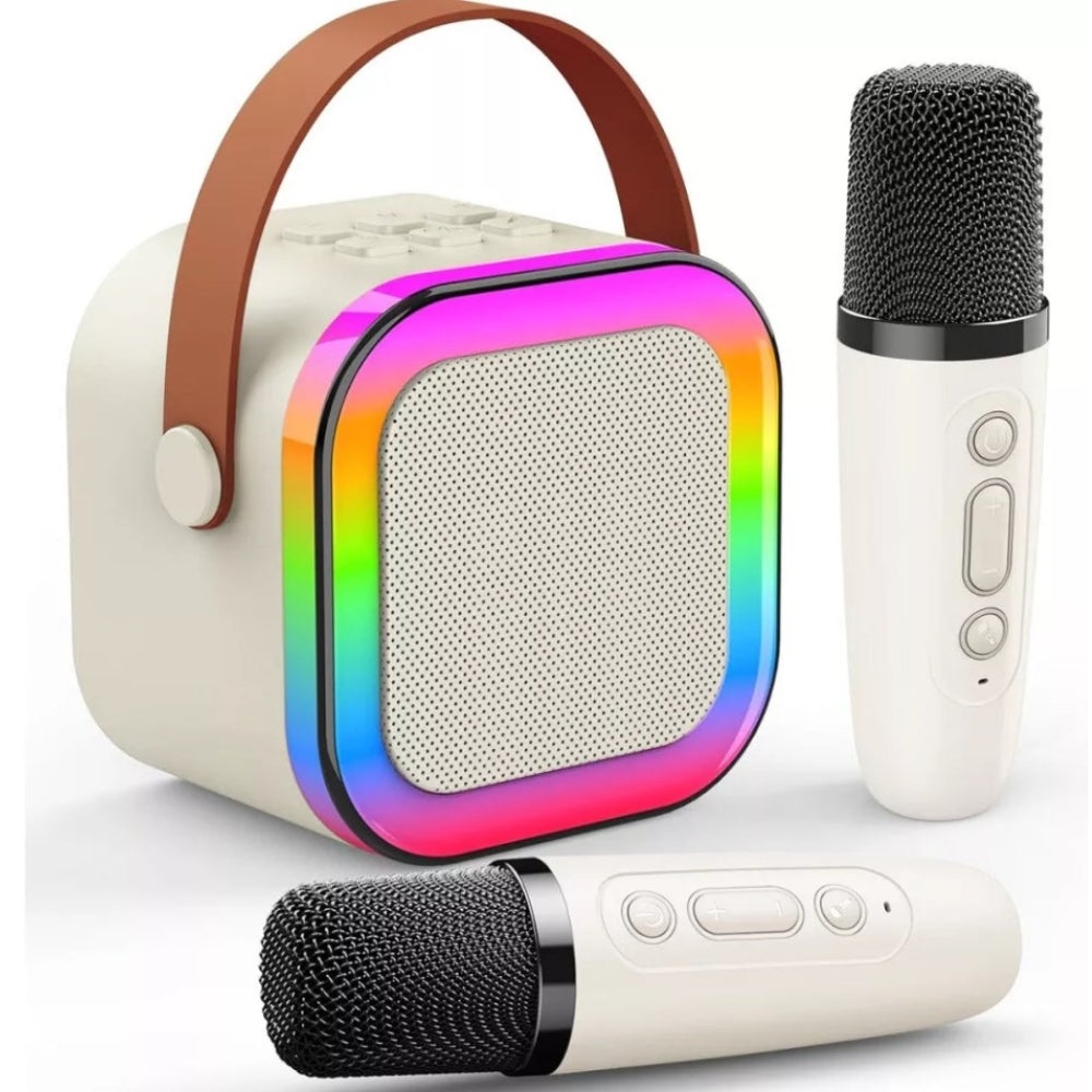 Portable Mini Karaoke Machine with Bluetooth Speaker and 2 Wireless Microphones
