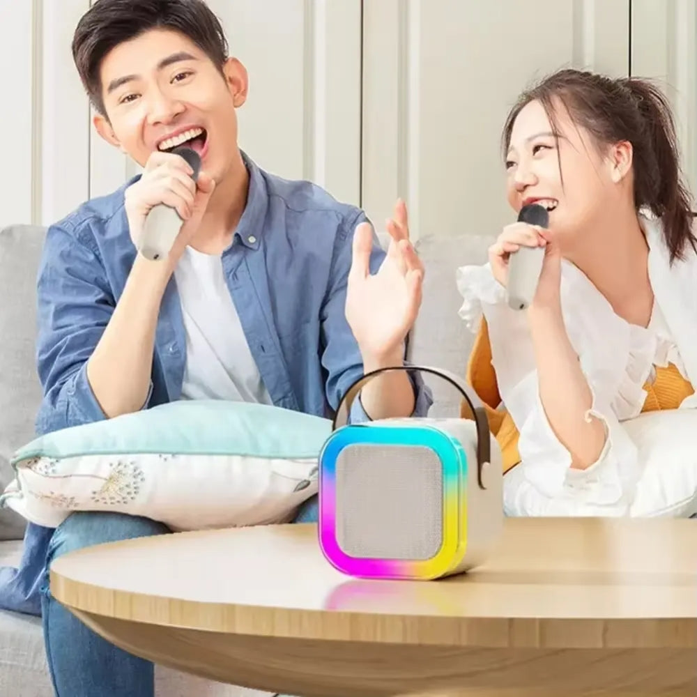 Portable Mini Karaoke Machine with Bluetooth Speaker and 2 Wireless Microphones