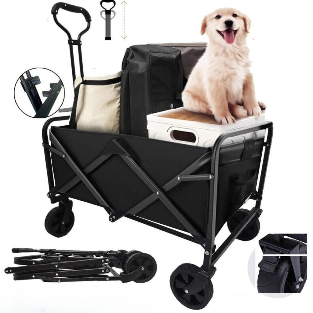 Heavy-Duty Foldable Garden Trolley Cart with 5 Inch Rubber Wheels