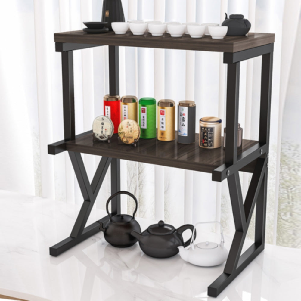 Multi-Tier Black Microwave Oven Rack Stand and Kitchen Storage Shelf