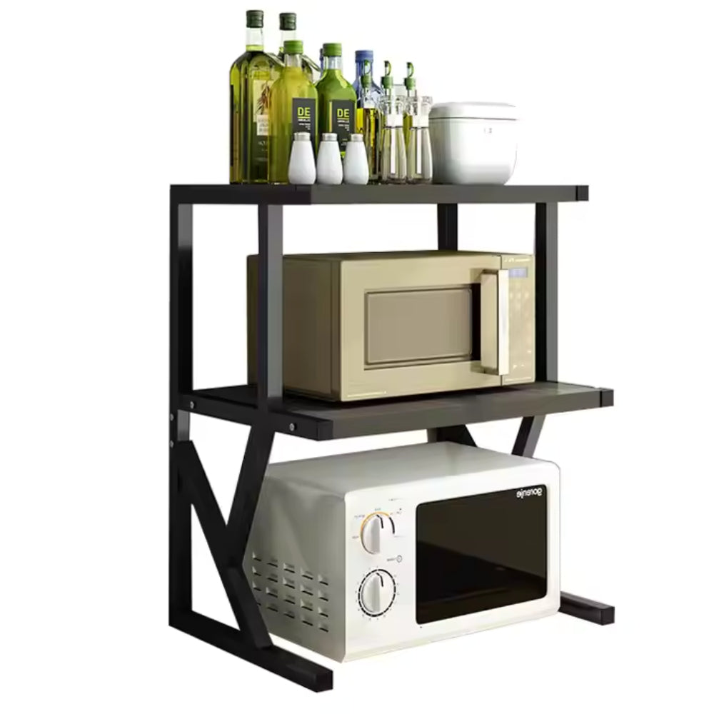 Multi-Tier Black Microwave Oven Rack Stand and Kitchen Storage Shelf