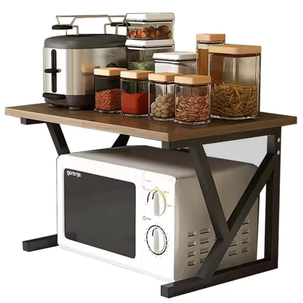 Multi-Tier Black Microwave Oven Rack Stand and Kitchen Storage Shelf
