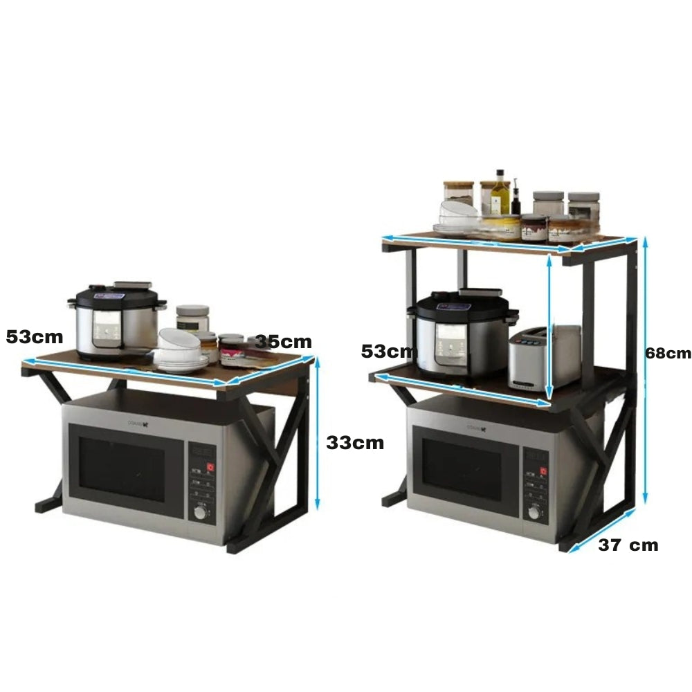 Multi-Tier Black Microwave Oven Rack Stand and Kitchen Storage Shelf