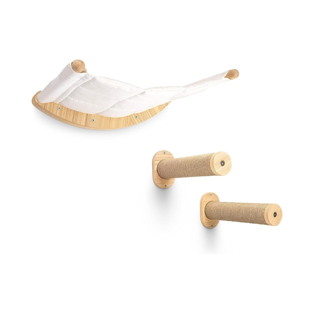 Indoor Cat Activity Center Wooden Climbing Tube with Sisal Rope Scratching Board