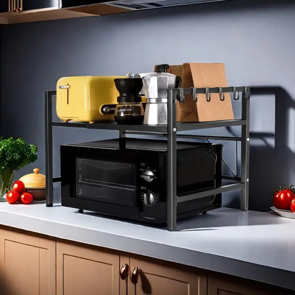 Expandable Microwave Oven Rack Stand Kitchen Storage Shelf