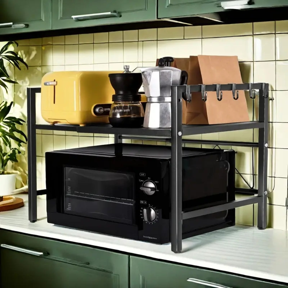 Expandable Microwave Oven Rack Stand Kitchen Storage Shelf
