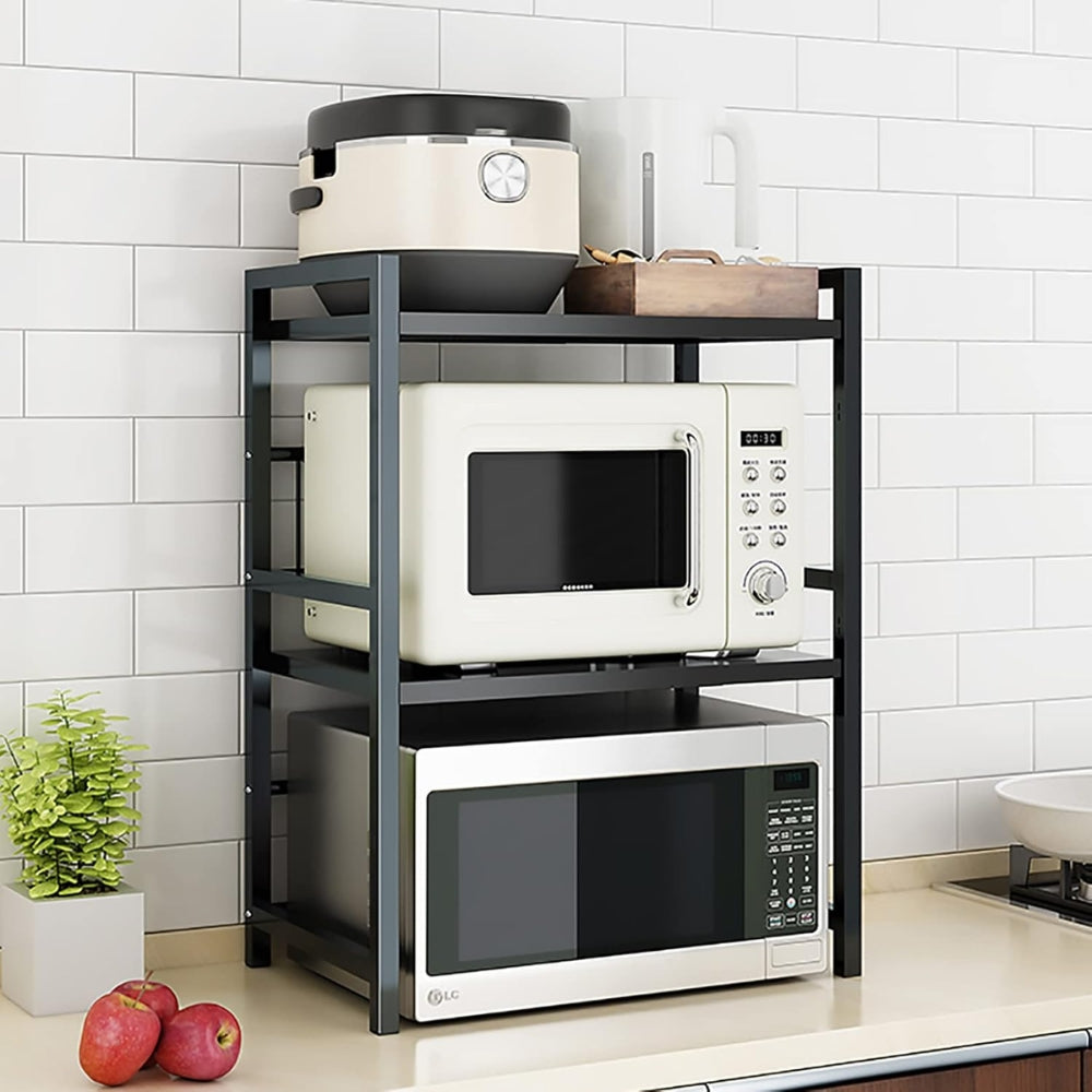 Expandable Microwave Oven Rack Stand Kitchen Storage Shelf