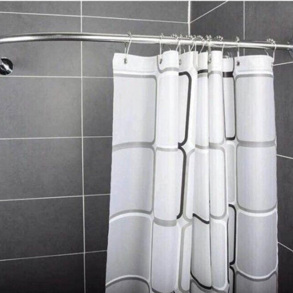 Stretchable Stainless L Shaped Pole Bathroom Corner Shower Curtain Rail Rod