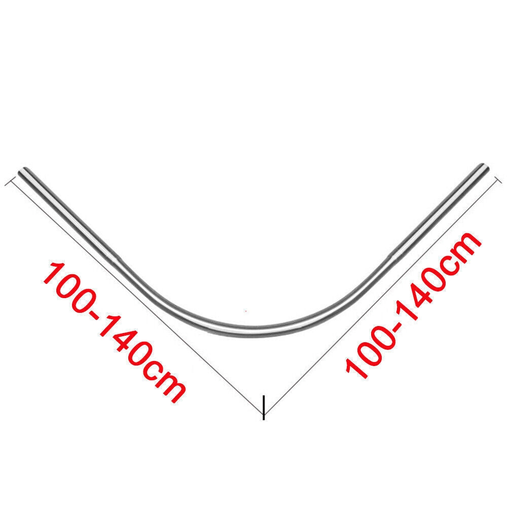 Stretchable Stainless L Shaped Pole Bathroom Corner Shower Curtain Rail Rod