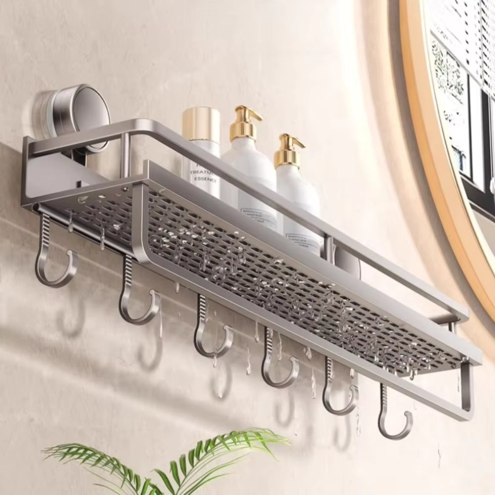 Suction Cup Bathroom Rack Toilet Space Aluminum No Drill Hanging Organizer Rack