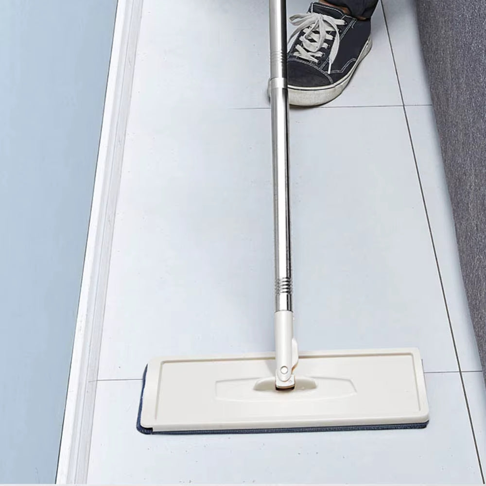 Hands Free Flat Floor Mop and Bucket System with Washable Microfiber Pads