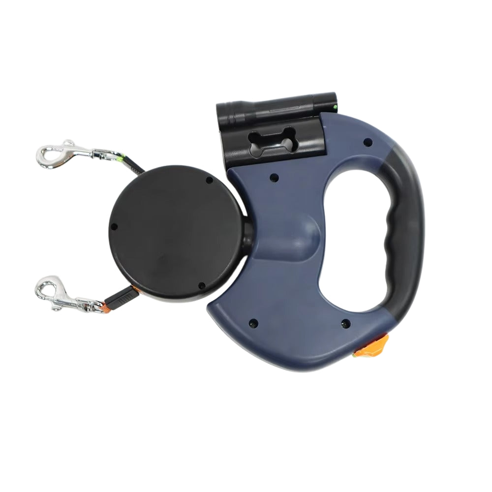 Retractable Dual Dog Leash with LED Light and Independent Braking