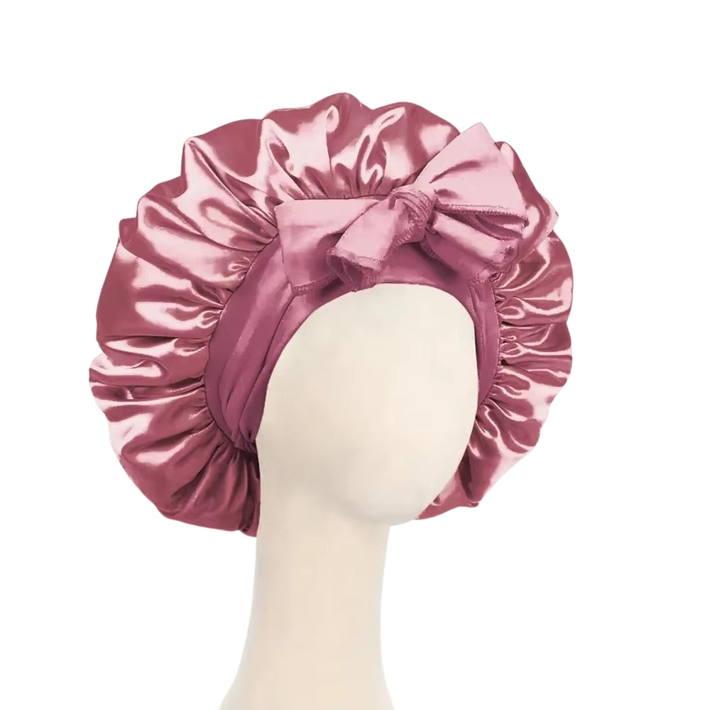 Satin Silk Bonnet Adjustable Sleeping Hair Bonne With Tie Band