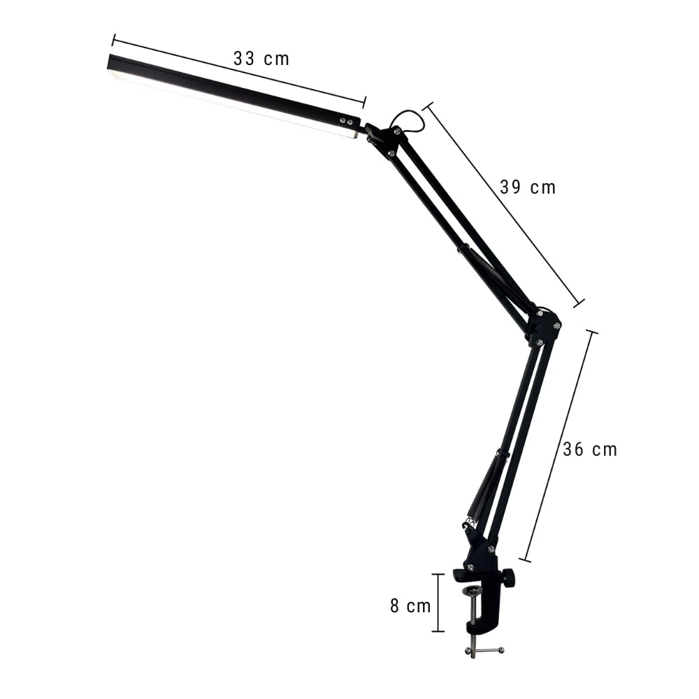 10W Swing Arm Eye-Caring Dimmable Desk Light with Clamp